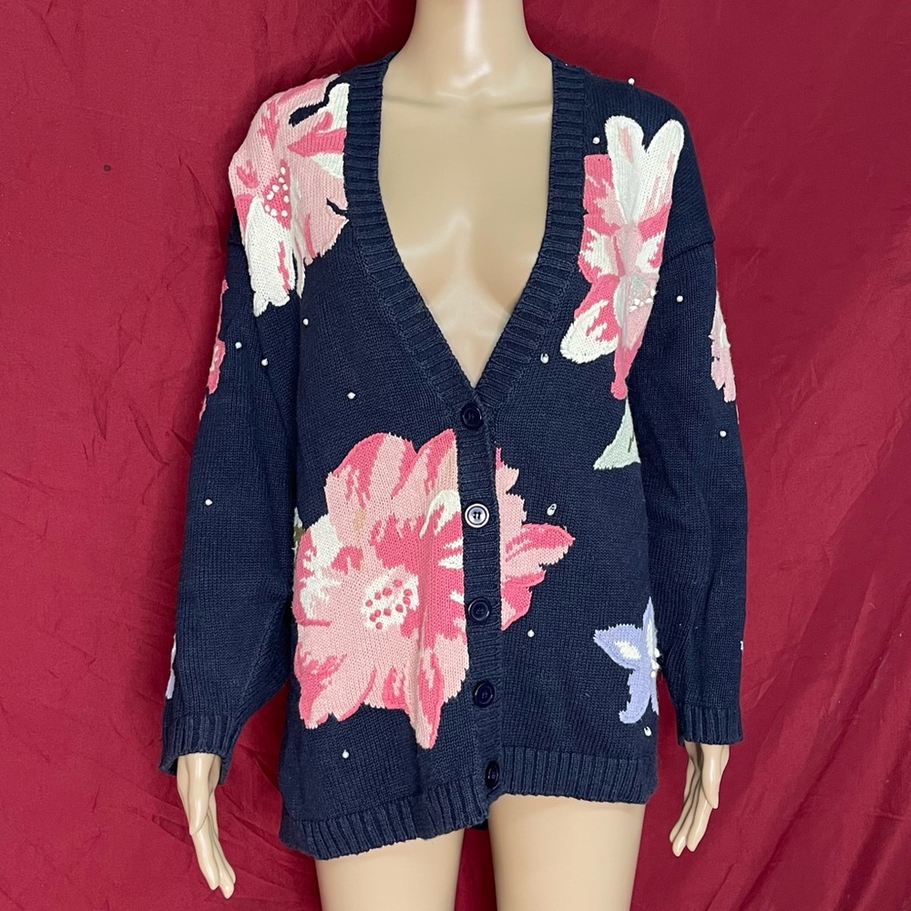 Vintage 80s/90s Chaus Woman Floral Knit Cardigan – Size 2X